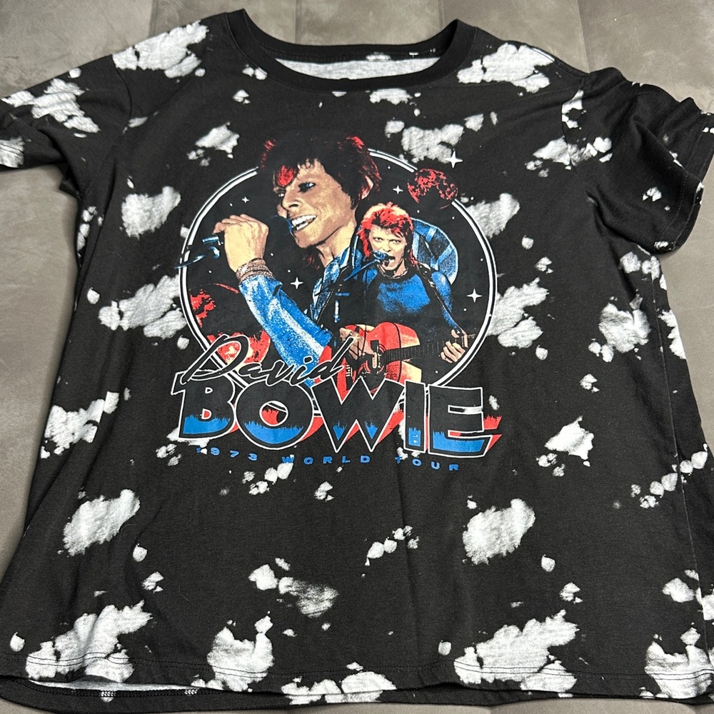 Black Graphic David Bowie T-Shirt Size XL